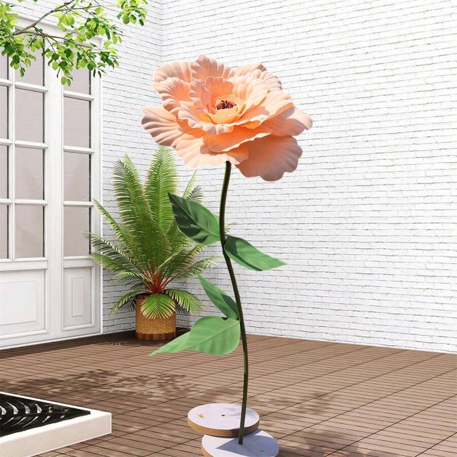 Giant Flowers For Decoration Artificial Peony Flower Head Large Fake Flower For Background Wedding Stage Party Decor - 香檳色 - 查看 1