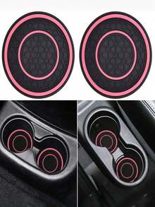 2pcs Anti-Slip Anti-Dust Mat Universal Silicone Car Cup Holder Coaster, Fit Most Vehicles - Multicolor - View 16
