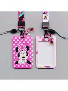 Disney 1-Pack, Stitch Card Holder, Patterned Disney Card Holder, Mickey And Minnie Colored Student Card Holder, 3D Cartoon Stitching Card Holder, Cartoon Slide Card Holder, Meal Card And Bus Card Holder, ID Card Protective Cover, Access Control Campus Card School Supplies, Back To School