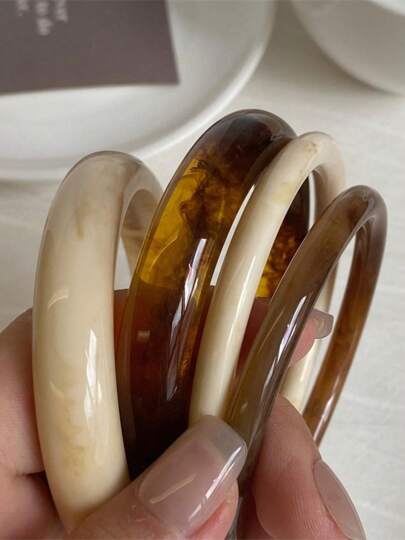 4pcs/Set Elegant Retro Bracelets - Fashionable Minimalist Design, Suitable For Casual Wear, Women's Fashion Jewelry, Made Of Acrylic Material, No Electroplating Or Inlaying, Suitable For Daily Use And Parties All Season