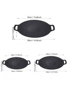 1 件不锈钢双柄韩式烧烤盘，家用电烤箱托盘，多功能户外露营烧烤盘，便捷电炉灶烤盘