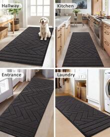 Dirt Trapper Mat Inside Long 50x120cm, Washable Non-Slip Doormat, Water-Absorbing Cleaning Mat, Carpet Runner Hallway, Doormat For Dog, Entrance, Hallway, Kitchen-Anthracite