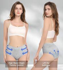 Women's Cotton High Waist Tummy Control Panties Jacquard Ladies Panty Multipack - Comfort - 簡報 05 - 8 件裝 - 多種顏色 - 查看 5