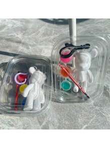 1/3/6 pezzi Set creativo di portachiavi e pendenti fai-da-te, con 3 orsetti colorati con vernice liquida, regalo significativo, utilizzabile come portachiavi, pendente, decorazione per auto, regalo per compleanno/festa/festività, decorazione da parete, accessorio per gioielli, decorazione da tavolo, regalo creativo handmade, graffiti fai-da-te, pendente per quaderno con graffiti (orsetto grande e piccolo a caso)