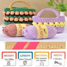 1 Pc T-Shirt Yarn, 7 Oz/200g, 72 Yd/66m Elastic Fabric Crochet Knitted T-Shirt Yarn, Thick Polyester Ribbon Used For Crochet/Woven Bags, Baskets, Carpets, Home Decor, DIY Crafts - Multicolor - View 3