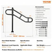 Outdoor Single Post Handrail For 1-3 Steps - 40.5" Floor-Mounted Stair Rail For  And Stability - Black - View 10