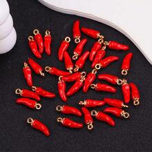 20/30Pcs Cute Red Chili Small Pendant Enamel Alloy Mini 3D Simulated Handicraft Jewelry Accessories For DIY Making Bracelets, Earrings And Key Chains