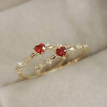 1Pc Delicate Women's Fashion Heart Ring, Suitable For Valentine's Day, Vacation, Commuting, Dating, Party, Wedding, Engagement, Proposal Ring, Suitable For Wife, Girlfriends, Anniversary, New Year Gifts, Suitable For All Seasons - Vàng - Xem 1