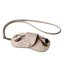Portable Sunglasses Storage Bag Glasses Case Hanging Neck PU Leather Glasses Holder Protective Sleeve With Lanyard Sunglasses Pouch