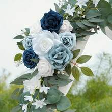 2 包豪华人造玫瑰花环装饰套件塑料玫瑰花适用于婚礼拱门和欢迎标志装饰 - 非常适合感恩节活动手工制作的仿花花环套装 - 优雅的人造玫瑰花束适用于婚礼和订婚，可立即用于仪式、楼梯和椅子装饰