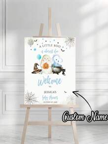 1 pieza Cartel personalizado de bienvenida para fiesta de Halloween, cartel personalizado de celebración de cumpleaños de Halloween, cartel de bienvenida de cumpleaños de fantasma, cartel de bienvenida a la fiesta de Halloween, decoración de fiesta de Halloween, plantilla de logotipo de fiesta de Halloween, cartel de bienvenida a la fiesta de cumpleaños de Halloween editable, cartel de bienvenida elegante