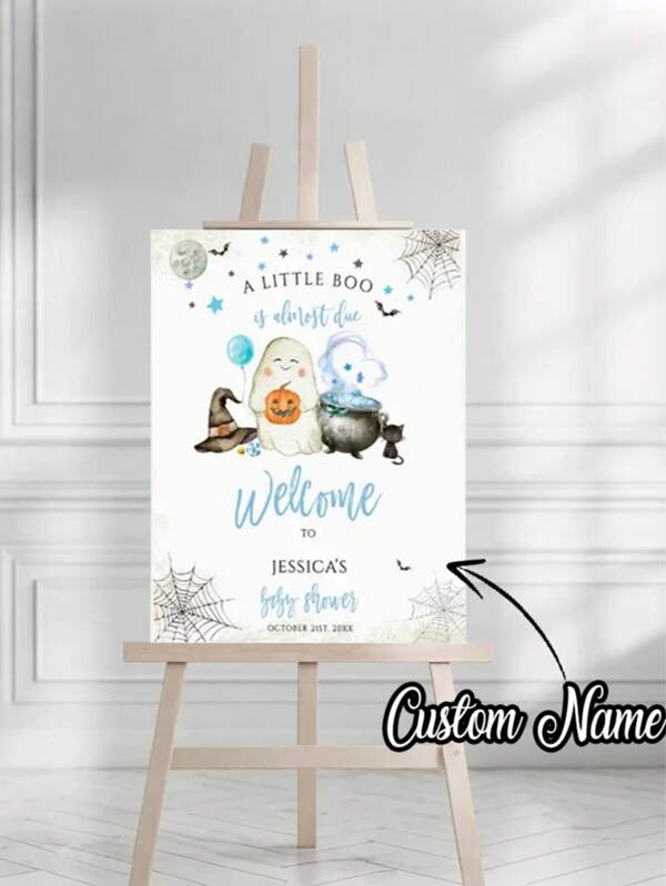 1 pieza Cartel personalizado de bienvenida para fiesta de Halloween, cartel personalizado de celebración de cumpleaños de Halloween, cartel de bienvenida de cumpleaños de fantasma, cartel de bienvenida a la fiesta de Halloween, decoración de fiesta de Halloween, plantilla de logotipo de fiesta de Halloween, cartel de bienvenida a la fiesta de cumpleaños de Halloween editable, cartel de bienvenida elegante