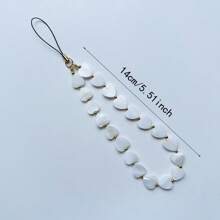 1 pieza Colgante de llave o móvil con concha en forma de corazón y cuentas, accesorio simple de joyería con encantos para mujer
