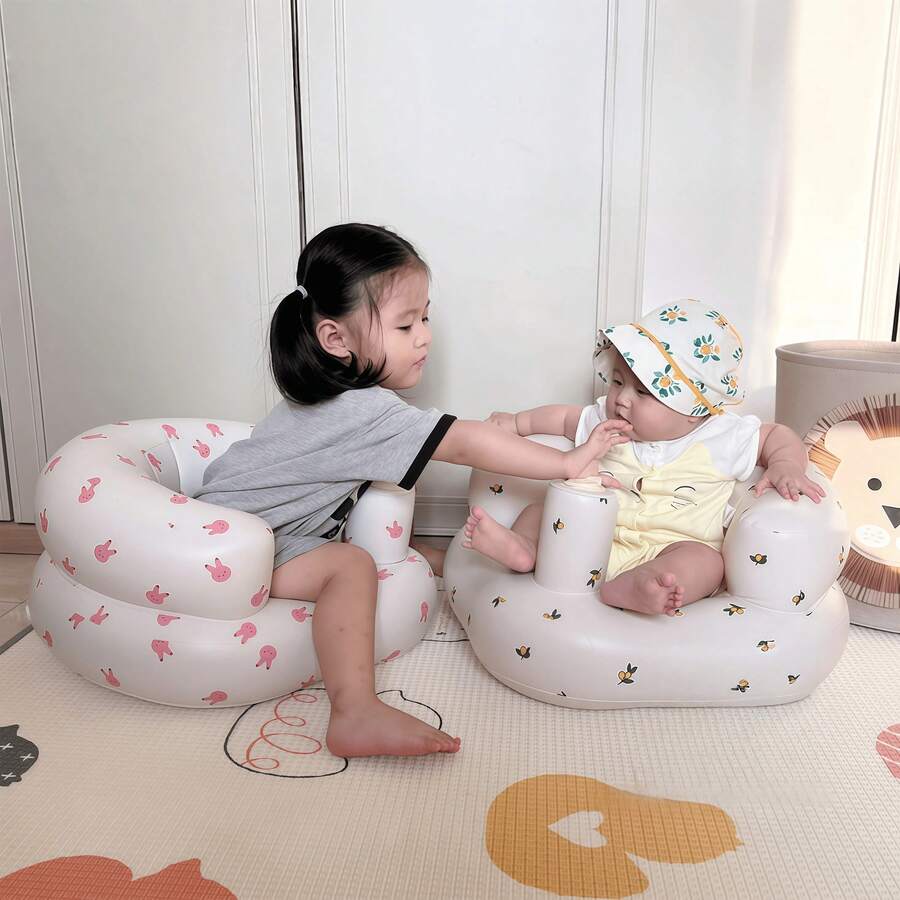 Infant Seat With Built-In Air Pump, Baby Back Support, Sofa Chair, Correct Sitting Posture, Portable Infant Birthday Chair, Floor Mat - Multicolor - View 1