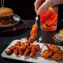 20/50/100/200 عود من البامبو أبيض اللؤلؤ، شوك فواكه من البامبو، عيدان طعام من البامبو، أعواد أسنان للمقبلات، أعواد زخرفية، أدوات المائدة للحفلات، مناسبة لحفلات عيد الميلاد، الزفاف، عيد الميلاد