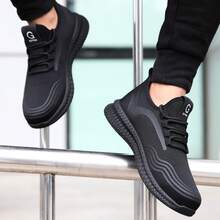 GUYISA 女士安全鞋,钢头靴,防压防刺,柔软透气,耐磨,低帮,黑色,适合户外、工厂、车间、建筑工地等场所。(注意:鞋码偏大,建议选购小一码。鞋底为橡胶材质,并非专业防滑厨房鞋。如需专业防滑鞋,请点击进入店铺选购。) - 純黑 - 查看 11