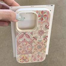 1 chiếc ốp lưng điện thoại bằng chất liệu TPU, họa tiết hoa văn kẻ caro màu hồng trang nhã, tương thích với iPhone/các dòng điện thoại khác, phiên bản quốc tế, không phải phiên bản nội địa. - trắng - Xem 4