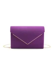 Glitter Women Clutch Purple Color Fashion Lady Evening Bags Party Wedding Chain Shoulder Envelope Design Shoulder Box Purse With Elegant Rhinestones Necklace Earrings Jewelry Set For Wedding Bridal