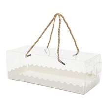 60 Pcs Rectangular Transparent Pastry Bread Cake Roll Box With String Portable - 清除 - 查看 4
