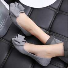 Zapatos individuales mujeres con puntas de primavera y otoño, lazos, suelas planas, zapatos de frijol, boca poco profunda y zapatos gruesos para perezosos - Gris - Ver 2