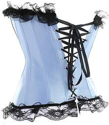 Womens Vintage 1920s Renaissance Lace Trim Corset Bustier, Retro Fashion - 藍色 - 查看 2