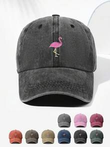 1 件男女通用复古火烈鸟刺绣棒球帽，个性化动物图案爸爸帽，可调节尺寸，男士时尚，适合户外和日常穿着