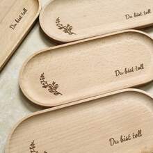 1pc Custom Beech Wood Coffee Tray, Serve Mother's Day Or Your Best Friends, Good Mood Accessories, Decorative Tray, Personalized Tea Cookie Board - Perfect Family Gift For Parents - Grandparents, Engraved Gifts, Wooden Snacks Tray,Spa, Aromatherapy, Essential Oil Tray,