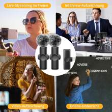 Wireless Lavalier Microphone For Phone IPad TypeC Lapel Mics Plug-Play 2.4G Ultra-Low Delay Built-In Noise Reduction Chip 8H Working Time For Video Recording Interview Podcast Vlog