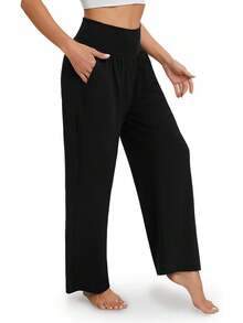 Wide Leg Yoga Pants For Women Casual Loose Cozy Sweatpants High Waisted Lounge Pajama Flowy Pants With Pockets Fall Clothing
