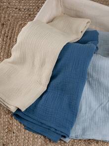 GLLQUEN BABY 3pcs Organic Cotton Muslin Swaddle Blankets, Unisex, Newborn Receiving Blankets, Large 40 X 38 Inches, Soft & Breathable, Suitable For Baby Boys & Girls - Blue - View 5