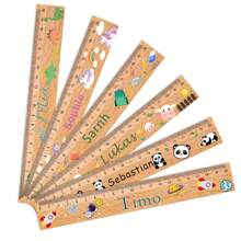 Personalised Wooden 's Ruler - 20 Cm Ruler With Name & Cute Motifs Such As Dino, Rainbow, Bear - Gift For School 2024 For Boys & Girls - School Cone Filling Idea, First Day Of School