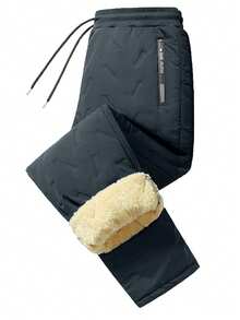 1Pc Thickened Thermal Lined Women'S Outdoor Sport Pants, Windproof Thermal Casual Trousers For Winter Tights - Dark Grey - View 4