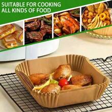 100er Pack Antihaftauskleidung für Heißluftfritteuse | quadratisch & rund 16cm (6,3") Backblech | mikrowellen- und ofenfest zum Grillen/Braten | mühelose Reinigung Küchentrick für Zuhause und kommerziellen Gebrauch Schulanfang