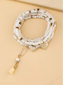 1pc/Set New Arrival Summer Alloy Heart Pendant Beaded Bracelet