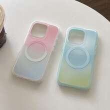 夏季简约清新渐变色双层磁吸手机壳适用于 16 Pro Max/15 Pro Max/14 Pro/13，时尚/艺术/设计感十足的女士手机壳 - 彩色 - 查看 3