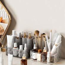 1 件水晶编织藤条风格化妆品收纳盒，3 个房间，宠物材料 - 彩色 - 查看 4