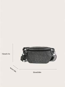 Fashionable & Versatile Women's Rhinestone One Shoulder Bag Mini Crossbody Bag With Adjustable Wide Strap
