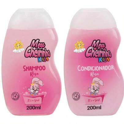 My Smell Kids Shampoo e Condicionador Infantil Rosa 200ML Kit Cabelo Meu Cheirinho Kids