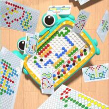 1 pieza Tablero magnético de dibujo para niños - Rompecabezas de arte de puntos coloridos con bolígrafo de estilo, juegos de clasificación de colores y juguete sensorial, forma de cangrejo y conejo, juguete educativo STEM para niños de 3 a 6 años, tableta para dibujar portátil, regalos de cumpleaños para niños y niñas