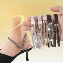 1双优雅缎面水钻鞋带，易于穿戴，防滑，无鞋带设计，轻便时尚，适合各种高跟鞋，是沙滩、夏季、度假、旅行必备、外出上衣和家居用品的理想之选。 - 彩色 - 查看 6