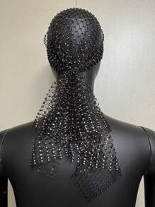 1 peça 90 cm strass embutidos rede de pesca touca de cabelo lenço de cabeça elástico envoltório de cabeça bandana feminina
