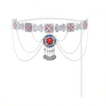 1 pieza Nueva llegada Cadena para la cintura de falso turquesa, decoración vintage con monedas y flecos para la cintura, joyería corporal bohemia para la playa