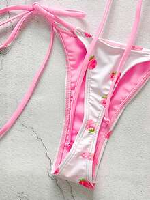 Bikinx 女士甜美水果印花系带比基尼套装，夏季 - 彩色 - 查看 4