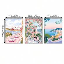 3幅城市旅行主题帆布墙画，粉色风景画，少女海报，Y2K美学装饰，适用于卧室、客厅、大学宿舍，送给她的礼物，不含画框 - 彩色 - 查看 10