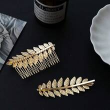 1 件/2 件新款金色新娘发夹发夹刘海发梳头饰、发饰、发饰、爪夹