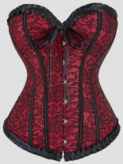 复古提花荷叶边抹胸上衣，女士性感交叉前襟露脐上衣，适合派对、晚宴、演出、节日和其他场合