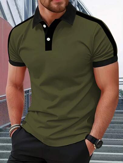 Nuova t-shirt estiva a maniche corte, polo da uomo in colore unito, leggera per il tempo libero e lo sport, taglia grande, polo da uomo con collo, camicia d'affari e camicia da fondo