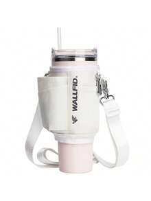 Uchwyt na butelkę kompatybilny z kubkiem 40 Oz z uchwytem, z regulowanym paskiem, wykonany z neoprenu chroniącego butelkę, z przegródkami do przechowywania na codzienne potrzeby - Biały - Zobacz 1