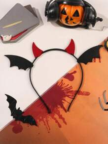 1 pièce Serre-tête de cornes de diable pour Halloween, 2 pièces Barrettes de cornes de diable rouges, accessoires de cheveux pour femmes et hommes, pour fêtes d'Halloween, cosplay, événements festifs. Bandeau à ailes de chauve-souris noires, taille unique, serre-tête pour femmes, accessoires de cheveux, diadème, serre-tête