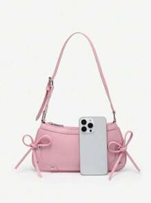 1pc Retro Bowknot Decor Shoulder Armpit Baguette Bag, Suitable For Dates, Outings, Parties